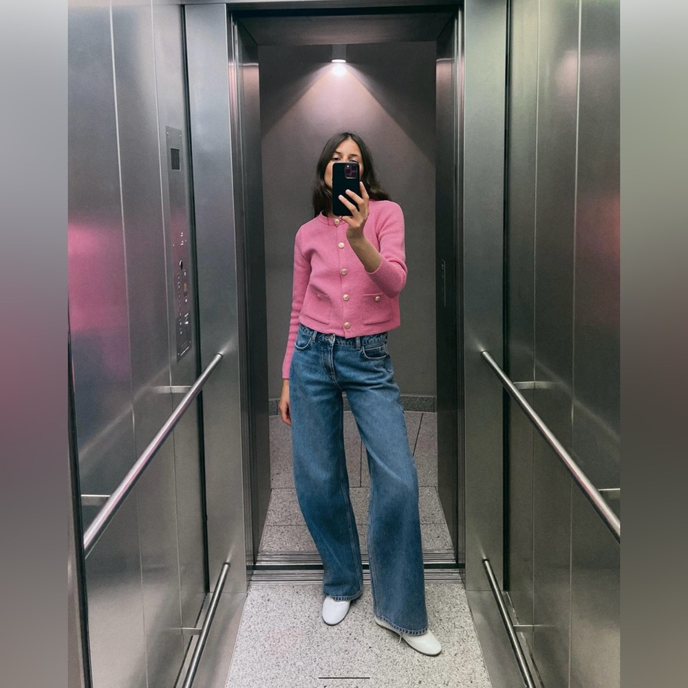 ZARA PINK SWEATER JACKET, WORE ONCE